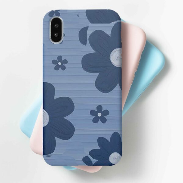 Blue Textured Flower Cover For All Mobile Models